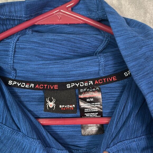 Spyder Active Heathered Blue Lightweight Kangaroo Pouch Hoodie Size Medium - Picture 2 of 7